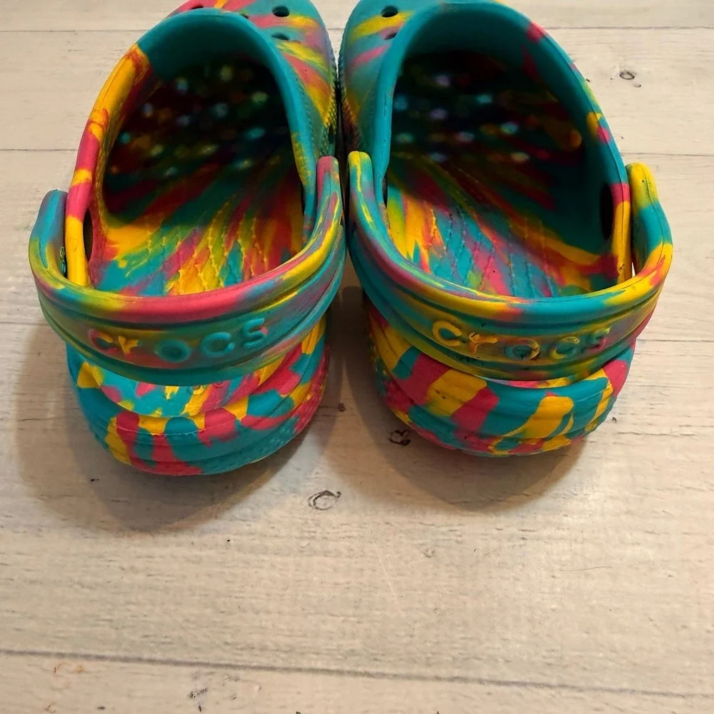 Crocs‎ kids classic slip on aqua pink yellow colorful child size 8